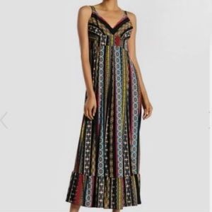 T Tahari Women’s Sleeveless Tile Stripe BOHO Maxi Dress